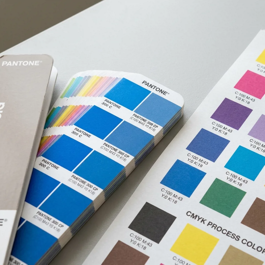 Сравнение цветов Pantone и CMYK на палитре