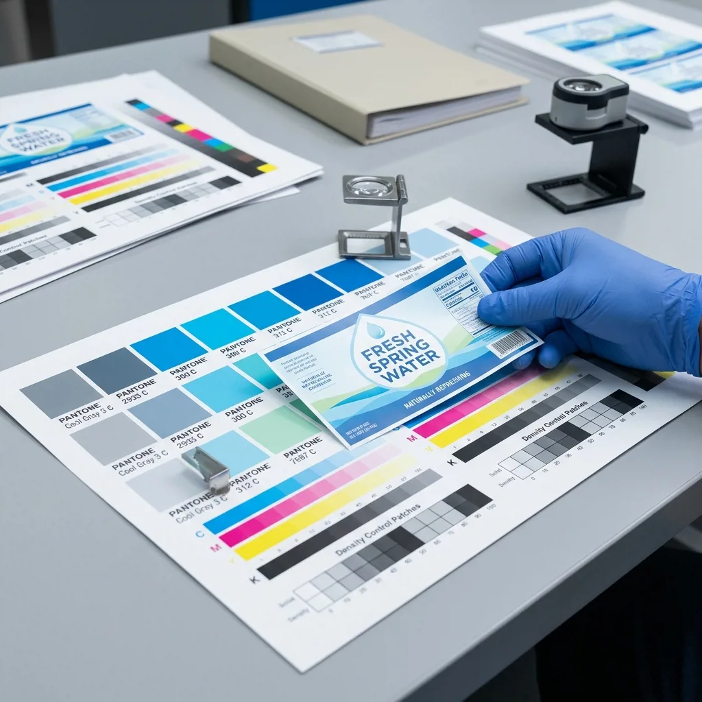 Цветопроба этикетки с образцами Pantone и CMYK