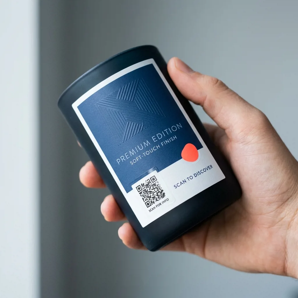 Ламинированная этикетка с QR-кодом и тиснением