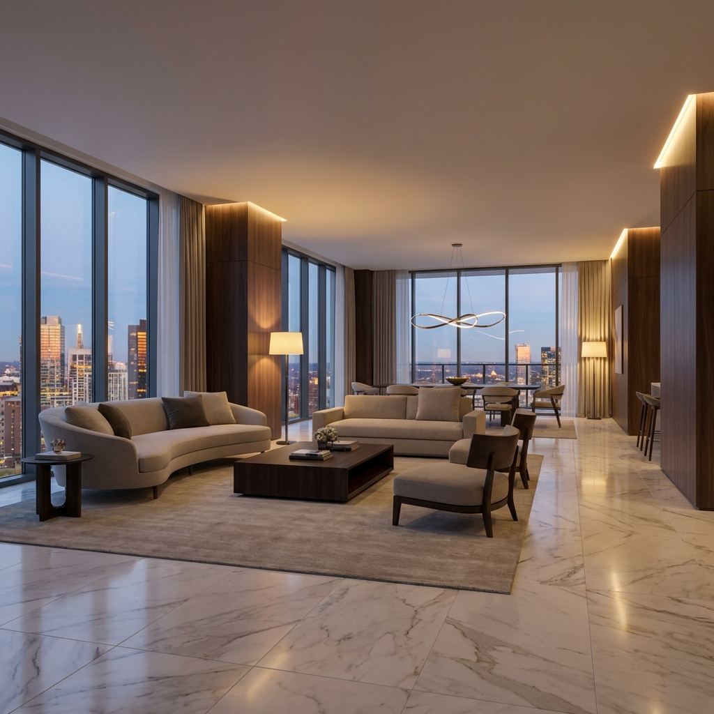 Премиальный ремонт квартиры под ключ в Ярославле - роскошный интерьер гостиной